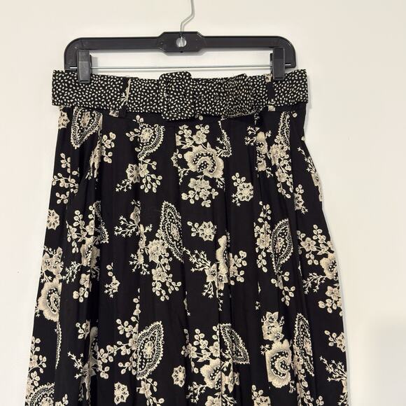 Options by Madison’s Long Black Skirt with Cream Paisley Boho Style Size L Rayon - Picture 2 of 10